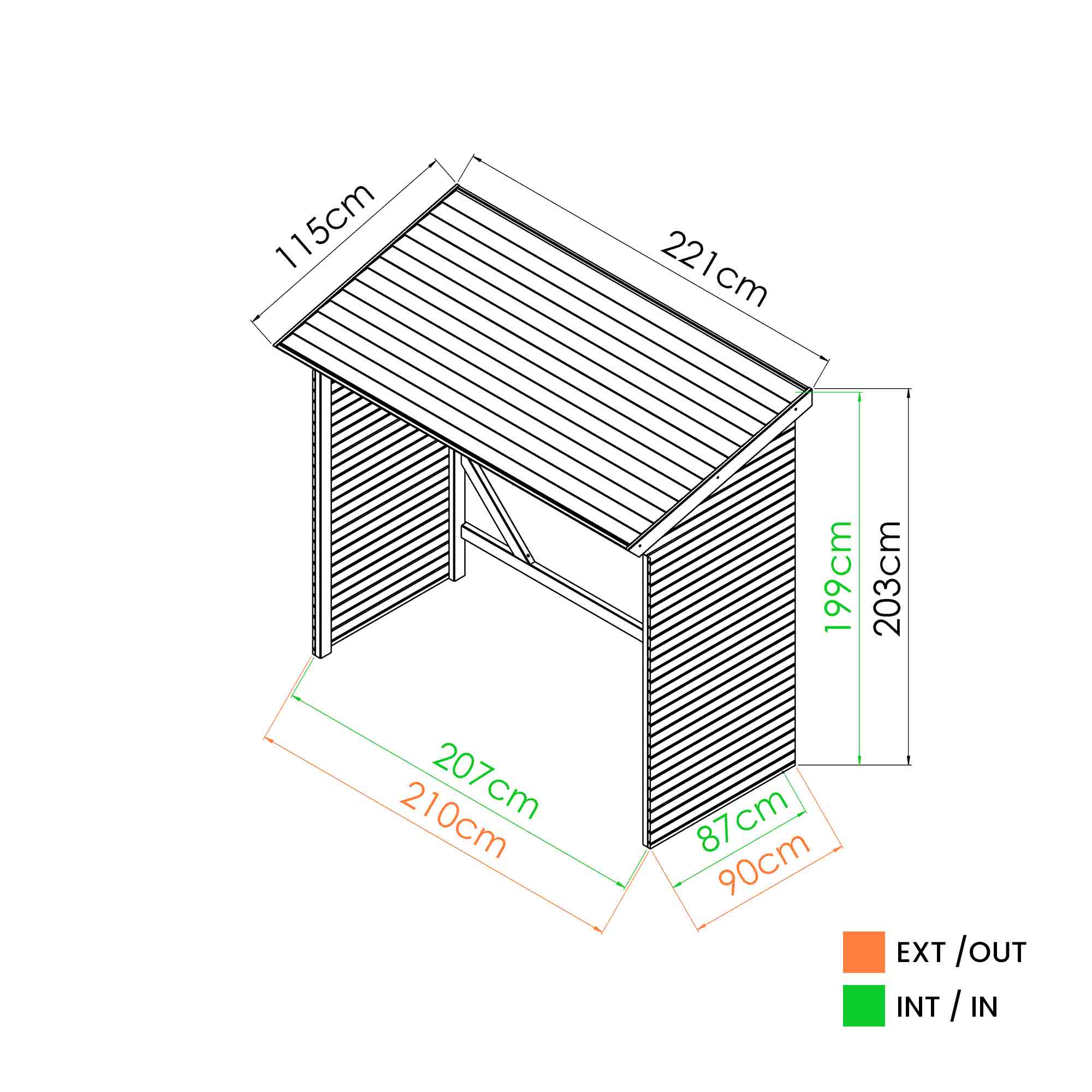 Haardhout berging Memphis XL 221 cm