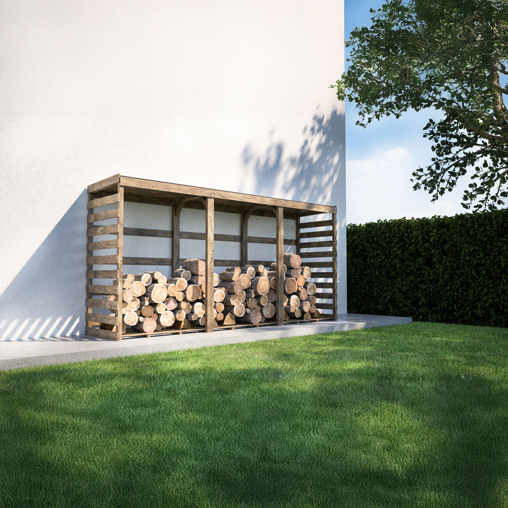 Haardhout Berging Colombus XXL met Bitumen Dak 356 cm