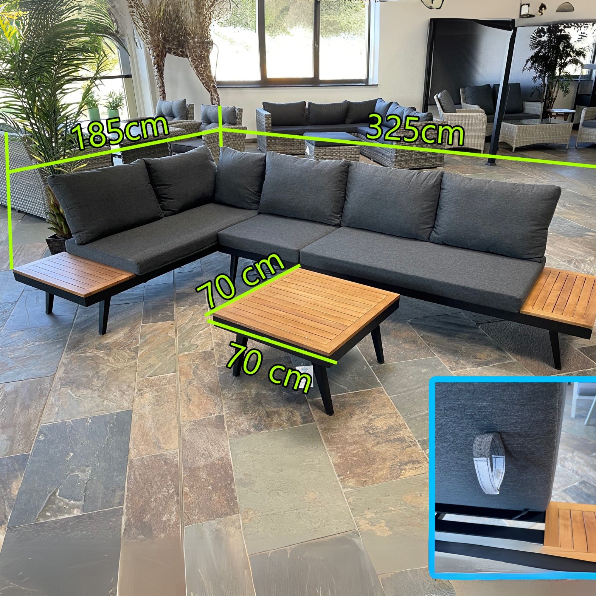 Costa Loungeset Zwart Aluminium 4-delig met Kussens