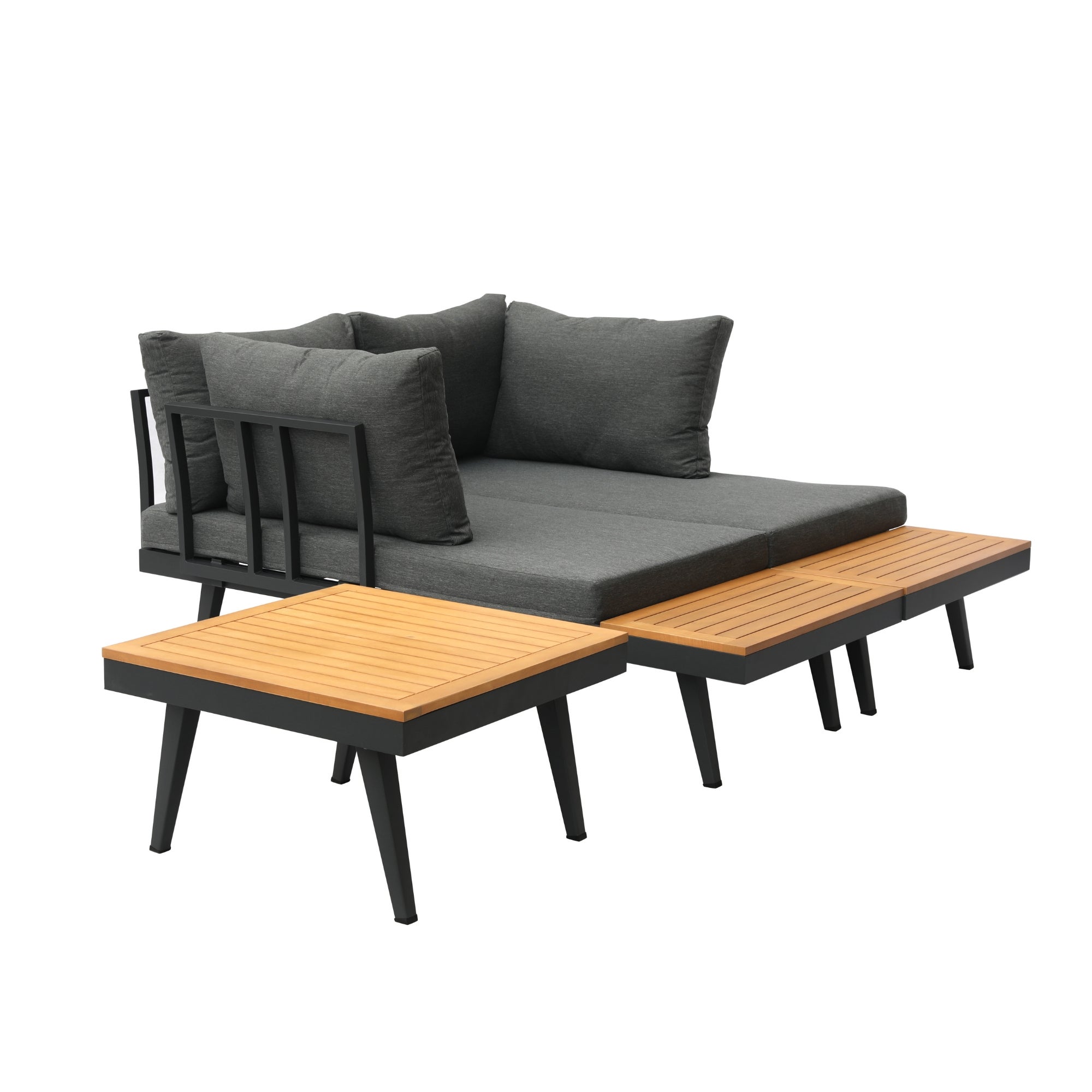 Costa Loungeset Zwart Aluminium 4-delig met Kussens