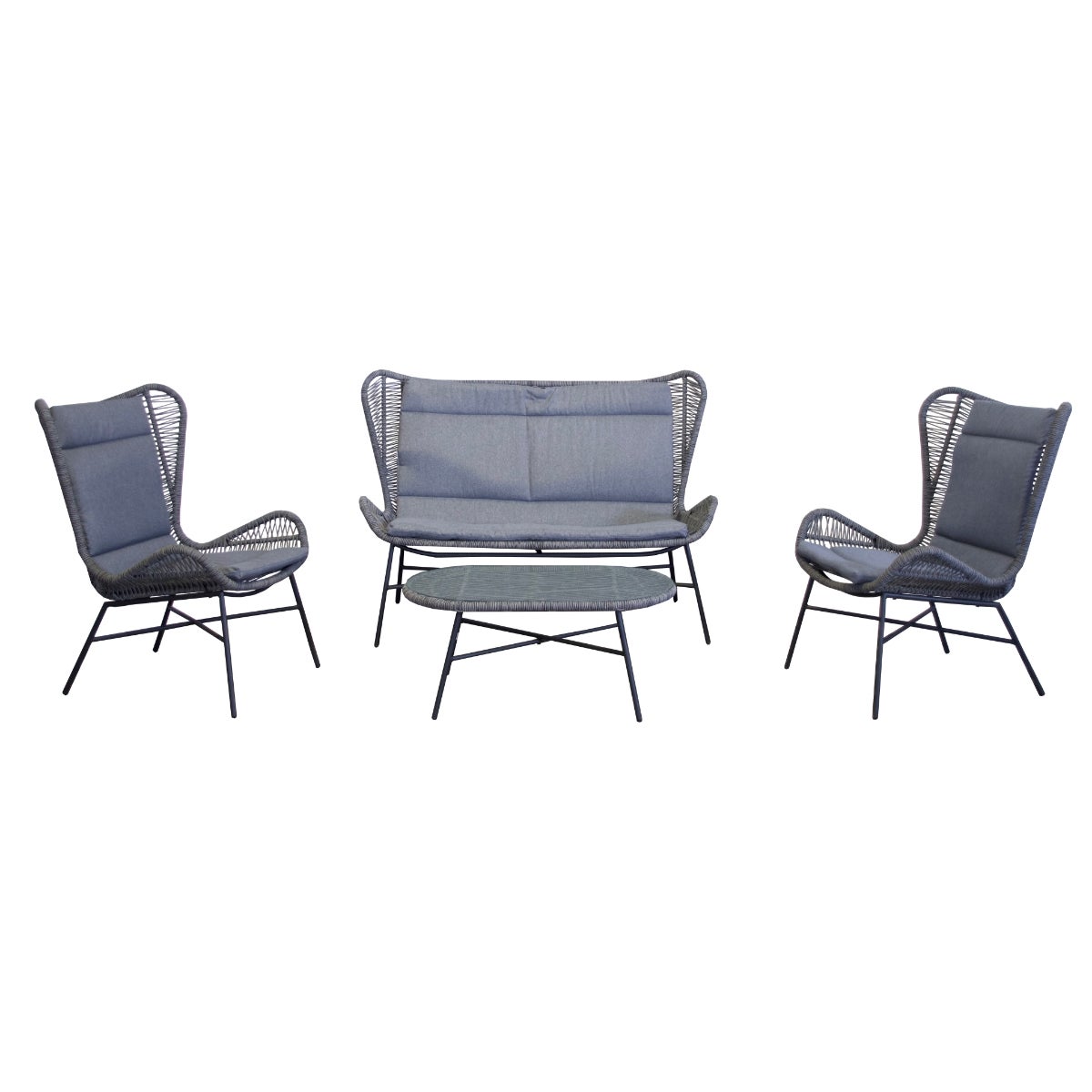 Rome Loungeset Antraciet 4-Delig met Kussens