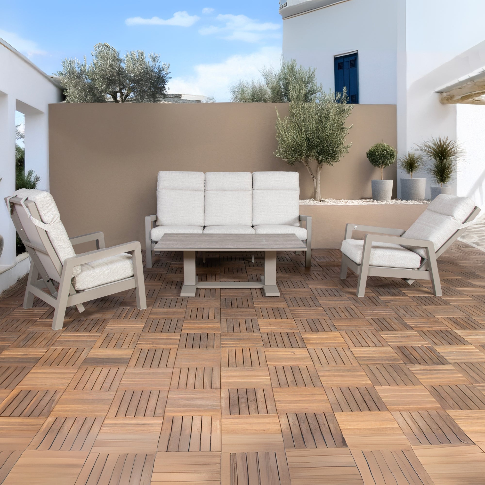 Valerie Loungeset met Verstelbare Tafel en Stoelen