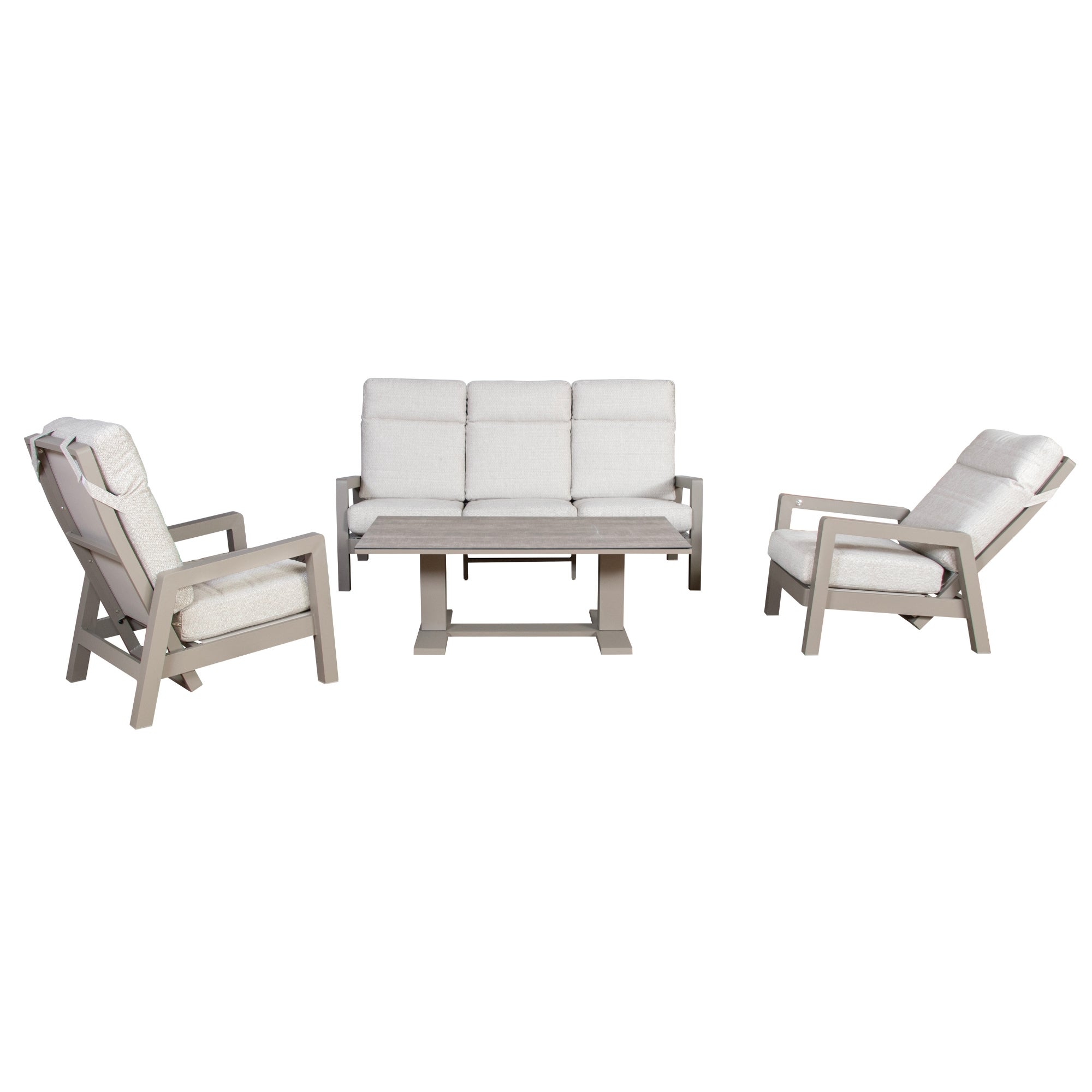 Valerie Loungeset met Verstelbare Tafel en Stoelen