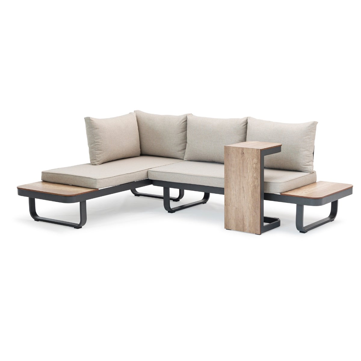 Palmos Lounge Tuinset Taupe Aluminium Multi-Functioneel met Zitkussens en Tafel