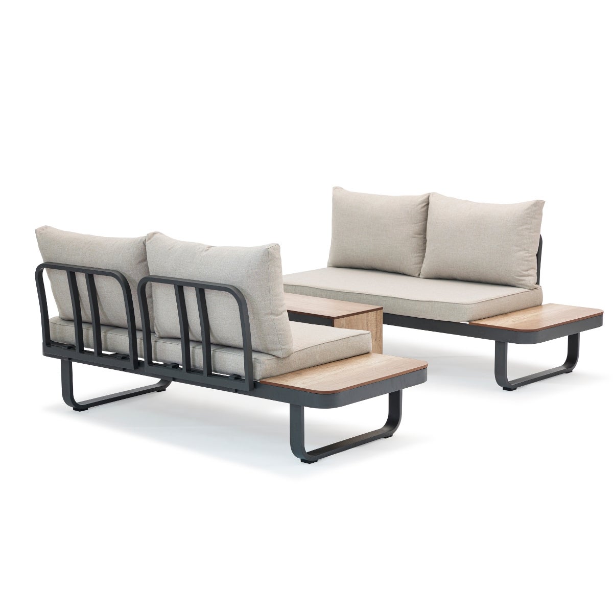 Palmos Lounge Tuinset Taupe Aluminium Multi-Functioneel met Zitkussens en Tafel