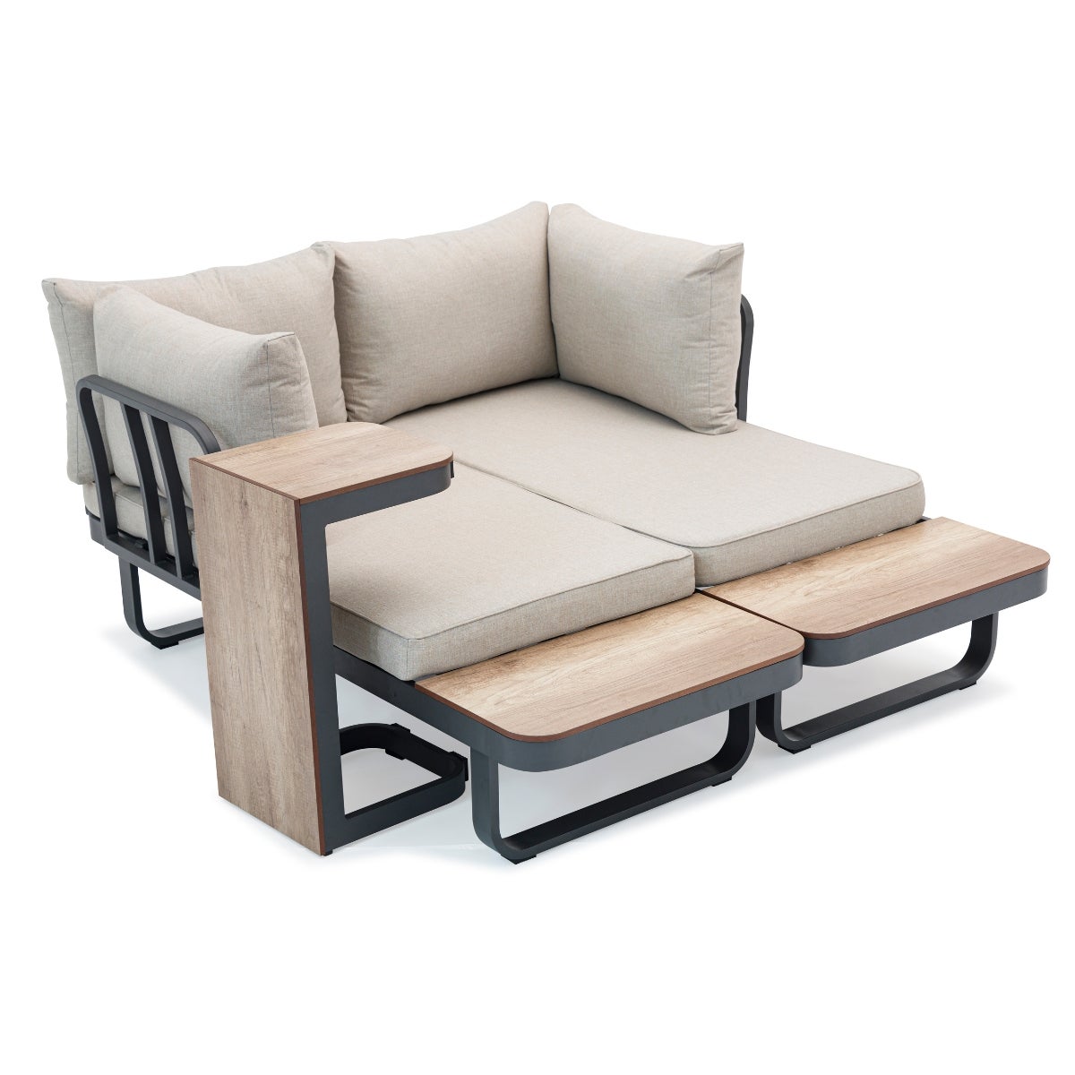 Palmos Lounge Tuinset Taupe Aluminium Multi-Functioneel met Zitkussens en Tafel