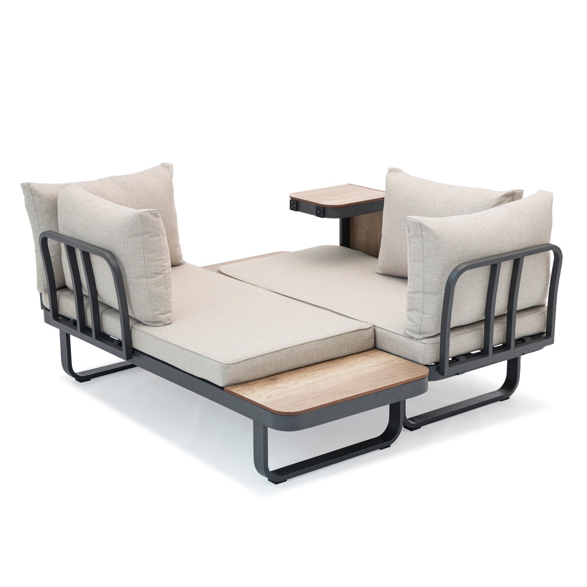 Palmos Lounge Tuinset Taupe Aluminium Multi-Functioneel met Zitkussens en Tafel