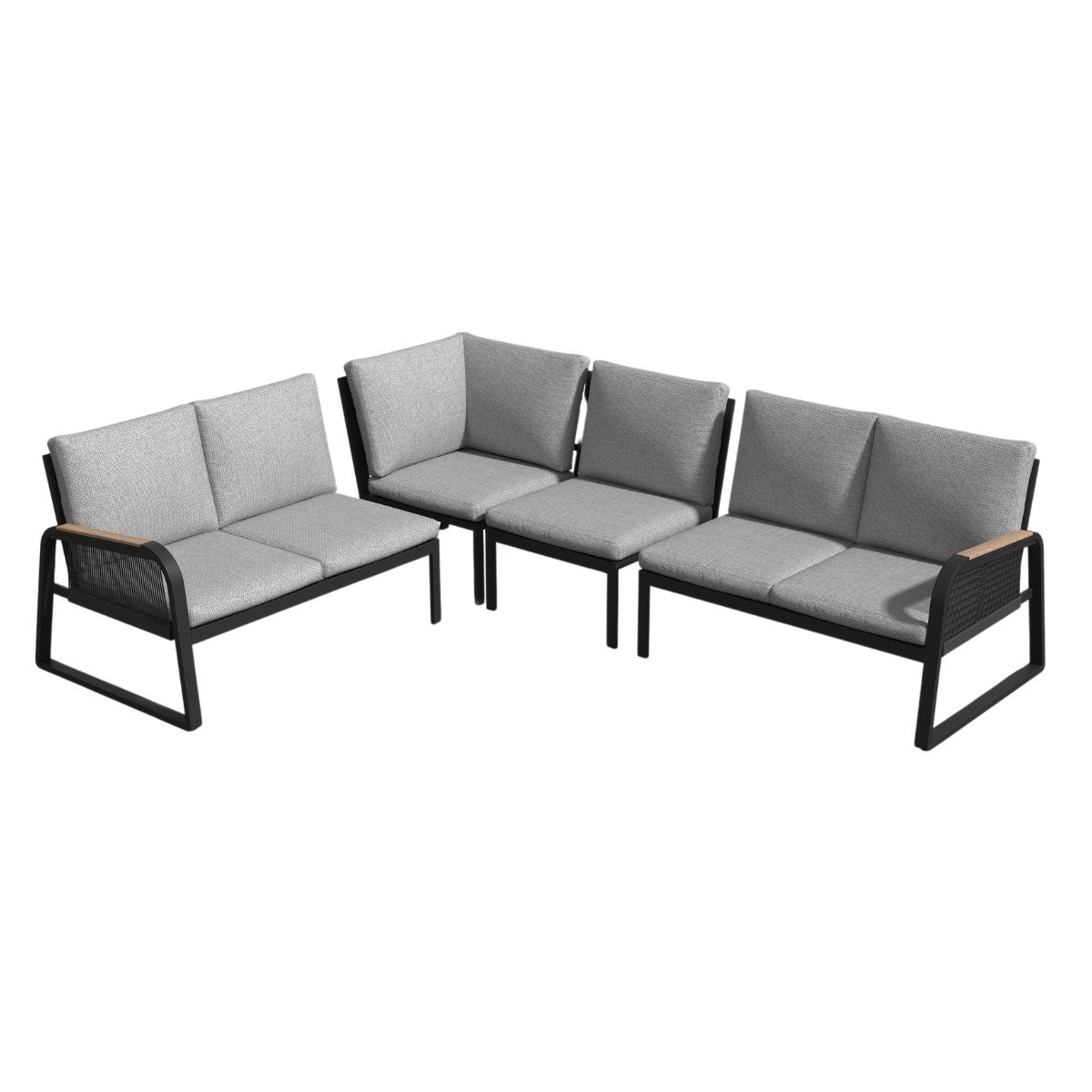 Toscane Hoekbank Loungeset Aluminium met Verstelbare Tafel en Kussens