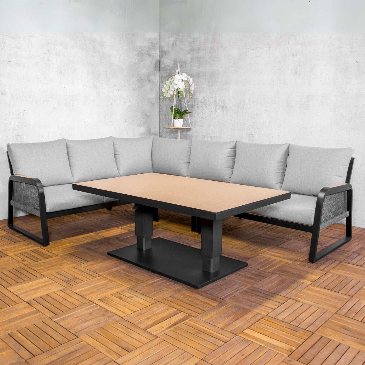 Toscane Hoekbank Loungeset Aluminium met Verstelbare Tafel en Kussens