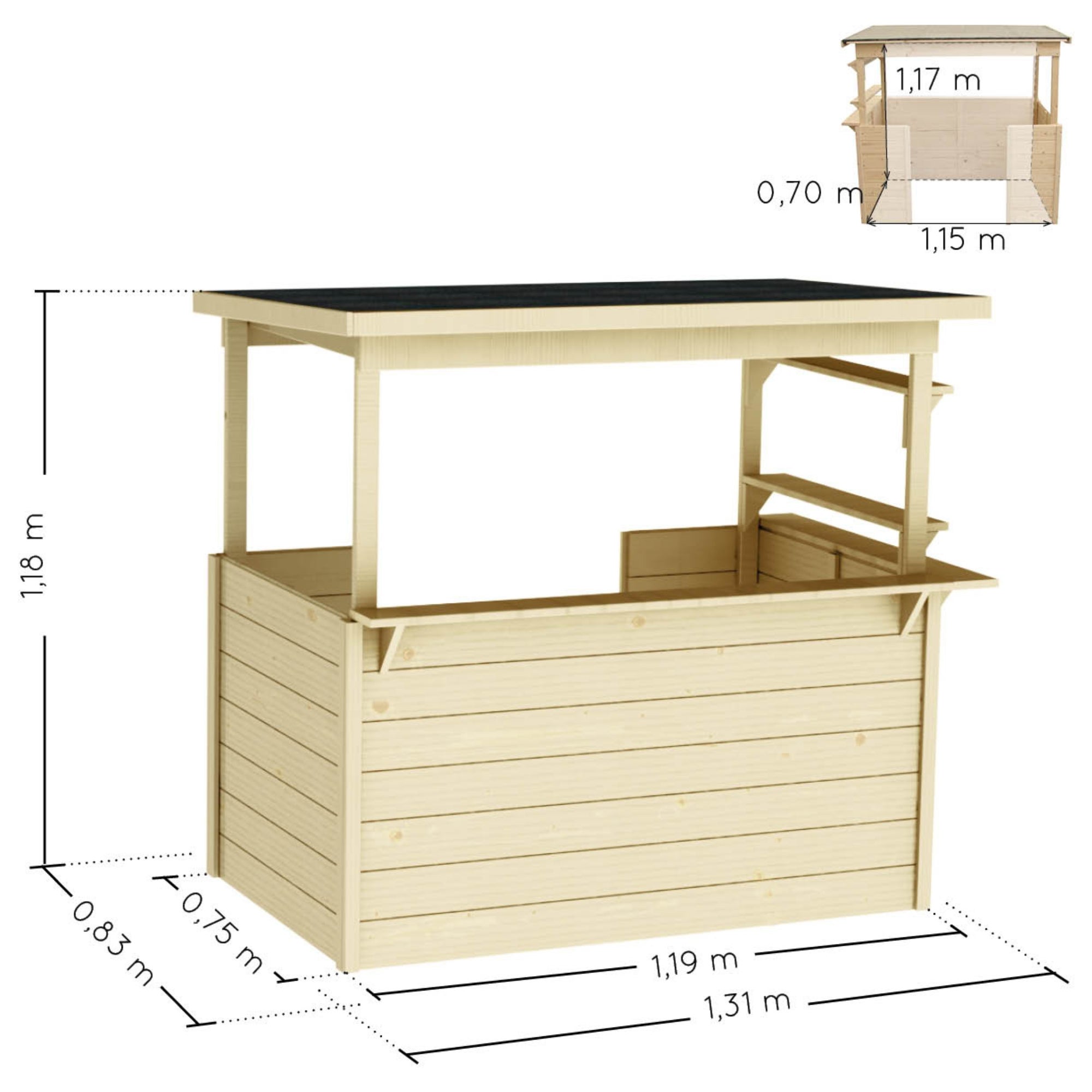 Soulet Houten Kraam Speelhuis Playa met Bitumen Dak - 131 x 83 x 118 cm